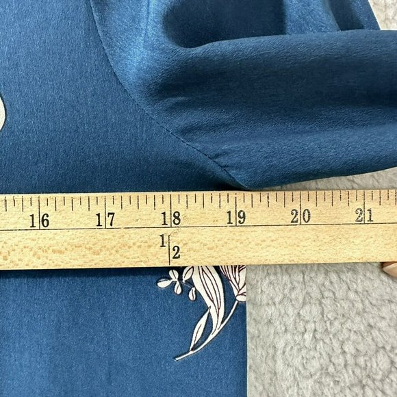 Ann Taylor Loft Women’s TEAL Long Sleeve Blouse Floral Print Size XS - Picture 9 of 10